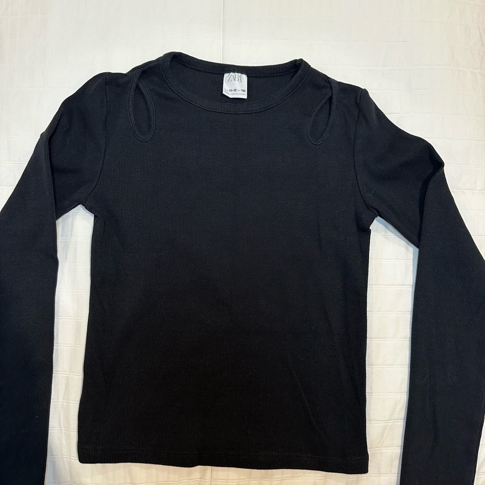 Zara black Ribbed Knit Top